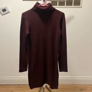 French Connection Burgundy Eggplant Turtleneck Sweater Dress size Medium